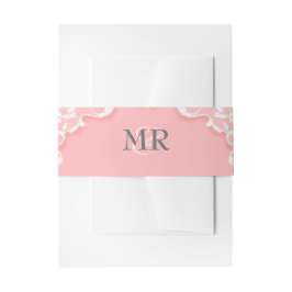 Cintas Para Invitaciones Bandas del Belly de la boda del rosa del monograma