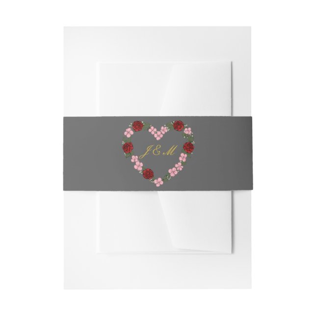 Cintas Para Invitaciones Bandeau d'invitation gris avec couronne de fleurs (Anverso Ejemplo)