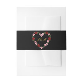 Cintas Para Invitaciones Bandeau d'invitation noir avec un cœur rose