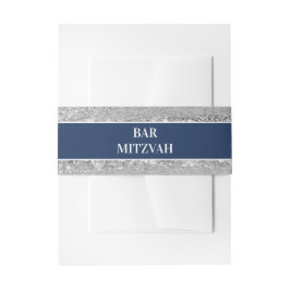 Cintas Para Invitaciones Bar Mitzvah Azul Marino, Gris y Blanco