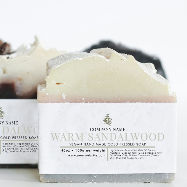 Cintas Para Invitaciones Baraja cosmética Jabón Belly Banda Sello de sándal (Cosmetic Bar Soap Belly Band Label Wrap Sandalwood)