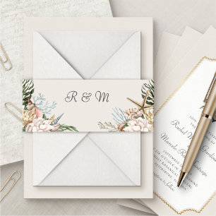 Cintas Para Invitaciones Beach Seashells Floral Boda Banda Belly