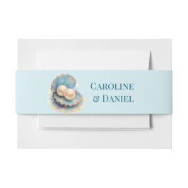 Cintas Para Invitaciones Beach Wedls Pearls Shell elegante tema del océano