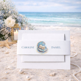 Cintas Para Invitaciones Beach Wedls Pearls Shell elegante tema del océano