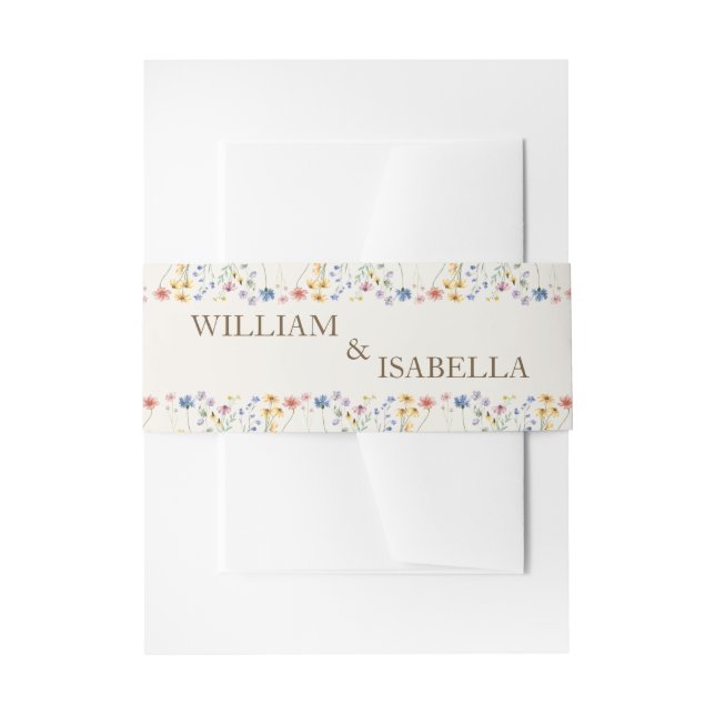 Cintas Para Invitaciones Beige Pastel Wildflower (Anverso Ejemplo)