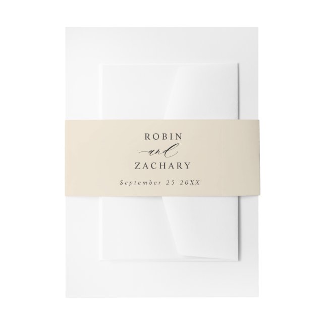 Cintas Para Invitaciones Beige, Terracota, Boda simple moderno (Anverso Ejemplo)