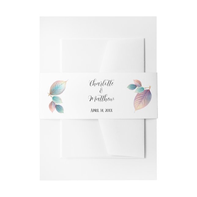 Cintas Para Invitaciones Belleza etérea Tono suave Hojas Pastel singulares (Anverso Ejemplo)