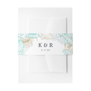 Cintas Para Invitaciones Belly  de Boda turquesa costera