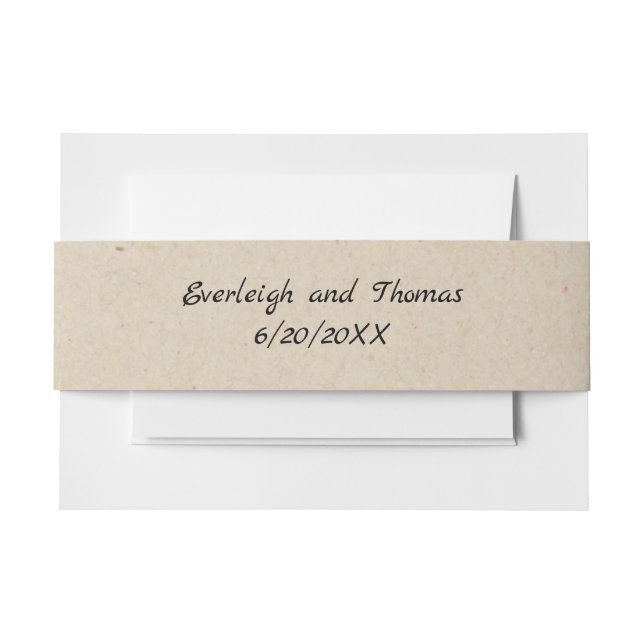 Cintas Para Invitaciones Belly monogramado rustico beige Faux Kraft (Anverso Ejemplo)
