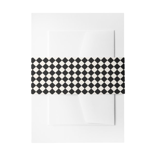 Cintas Para Invitaciones Black and Ivory Checkerboard Pattern Art Deco Jazz (Anverso Ejemplo)