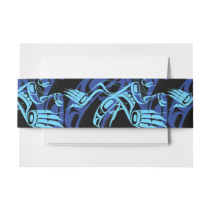 Cintas Para Invitaciones Black Blue Haida Eagle Thunder Bird Arte Nativo