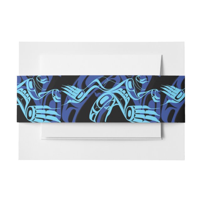 Cintas Para Invitaciones Black Blue Haida Eagle Thunder Bird Arte Nativo (Anverso Ejemplo)