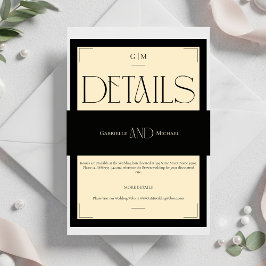 Cintas Para Invitaciones Black Cream Timeless Elegant Monogram Wedding 