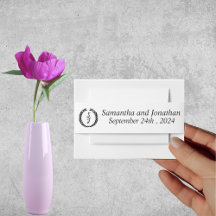 Black Elegant Monogram Wreath White Wedding