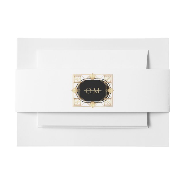 Cintas Para Invitaciones Black & Gold Art Deco Geometric Wedding (Anverso Ejemplo)