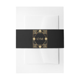 Cintas Para Invitaciones Black & Gold Art Deco Geometric Wedding