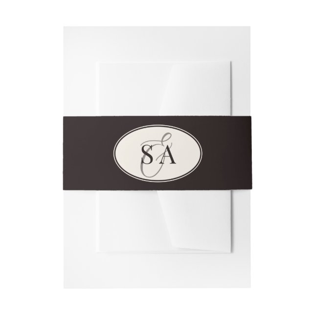 Cintas Para Invitaciones Black Ivory Classic Oval Old Money Wedding  (Anverso Ejemplo)