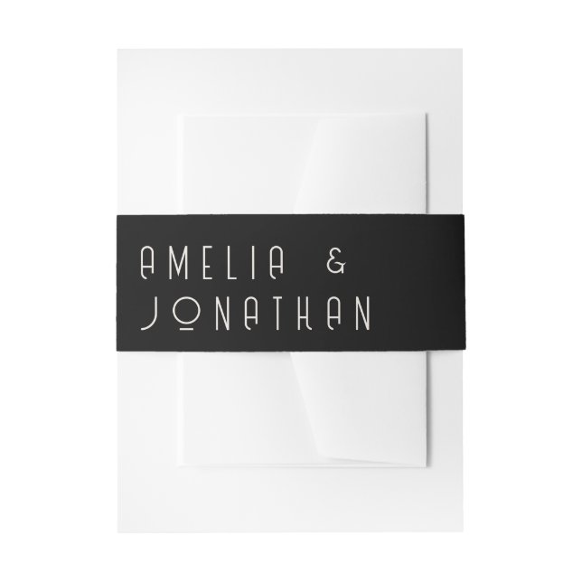 Cintas Para Invitaciones Black Matte Simple Minimal Formal Wedding (Anverso Ejemplo)