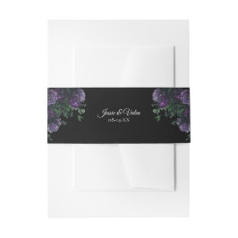 Cintas Para Invitaciones Black Purple Floral Elegant Wedding