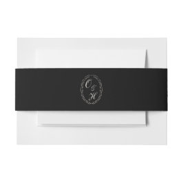 Cintas Para Invitaciones Black Tie Wedding Monogram Belly Band