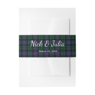 Cintas Para Invitaciones Black Watch Tartan, Plaid Wedding
