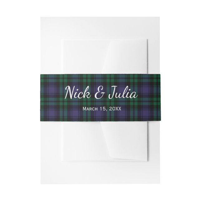Cintas Para Invitaciones Black Watch Tartan, Plaid Wedding (Anverso Ejemplo)