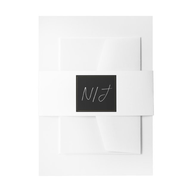 Cintas Para Invitaciones Black White Gold Modern Minimal Elegant Wedding (Anverso Ejemplo)