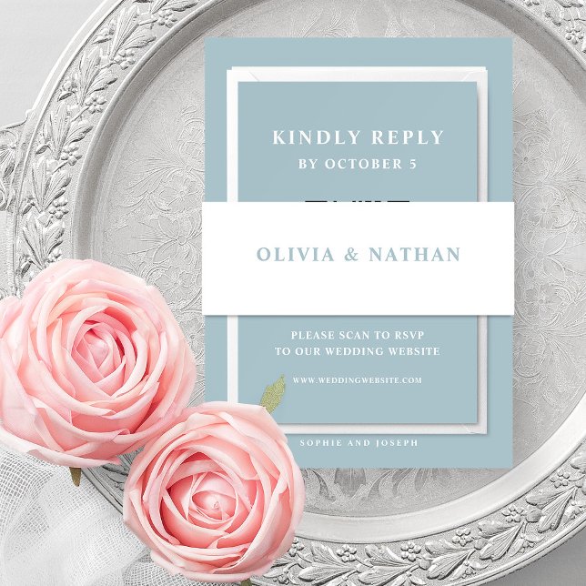 Cintas Para Invitaciones Blanco con texto azul en polvo | BODA (Subido por el creador)