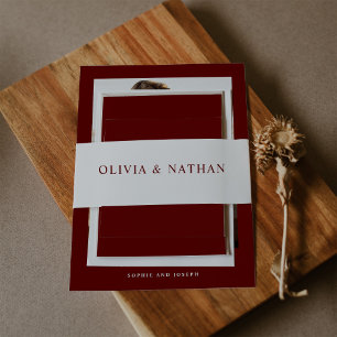 Cintas Para Invitaciones Blanco con texto rojo oscuro   BODA