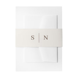 Cintas Para Invitaciones Blanco Cremoso y Mínimo Marrón y Chic | Monograma