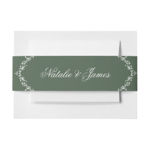 Cintas Para Invitaciones Blanco Floral Verde Esmeralda Dinero Antiguo Boda