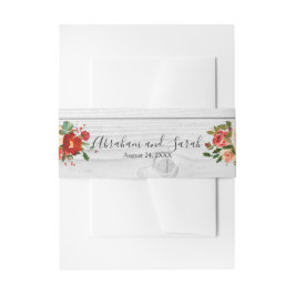 Cintas Para Invitaciones Blanco Madera Chic Personalizado Rústico Rojo Flor