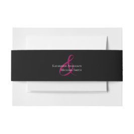 Cintas Para Invitaciones Blanco negro moderno y fucsia-Boda-