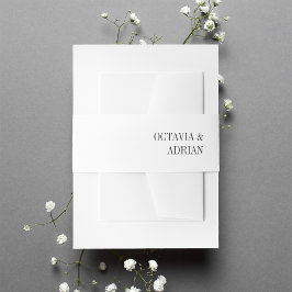 Cintas Para Invitaciones Blanco sólido + Boda de letras negras ash
