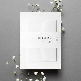 Cintas Para Invitaciones Blanco sólido + Boda de letras negras ash