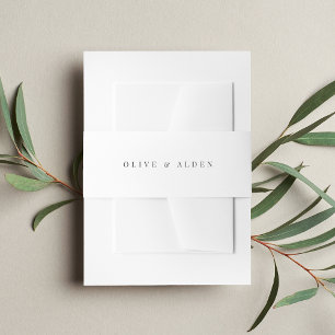 Cintas Para Invitaciones Blanco sólido + negro clásico Boda de letras