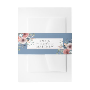 Cintas Para Invitaciones Blissful Floral, Boda azul turbio
