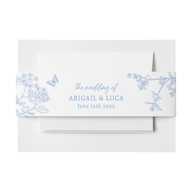 Cintas Para Invitaciones Blue Chinoiserie Toile de Jouy Boda (Anverso Ejemplo)