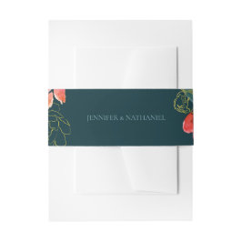 Cintas Para Invitaciones Blue Coral Watercolor Floral Boda Suite