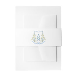 Cintas Para Invitaciones Blue Hydrangea Crest Monogram