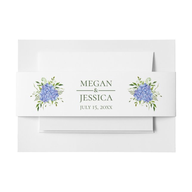 Cintas Para Invitaciones Blue Hydrangeas Boda (Anverso Ejemplo)