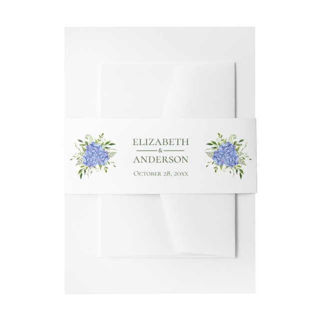 Cintas Para Invitaciones Blue Hydrangeas Boda de acuarela floral (Anverso Ejemplo)
