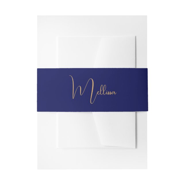 Cintas Para Invitaciones Blue minimalist custom name  (Anverso Ejemplo)