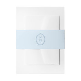 Cintas Para Invitaciones Blue Monogram Crest Wedding Invitation Belly