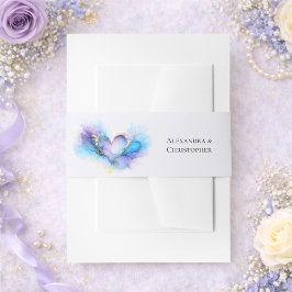 Cintas Para Invitaciones Blue Purple Gold Abstract Heart Wedding 