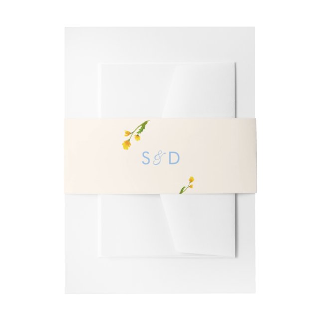 Cintas Para Invitaciones Blue & Yellow buttercup editable wedding (Anverso Ejemplo)