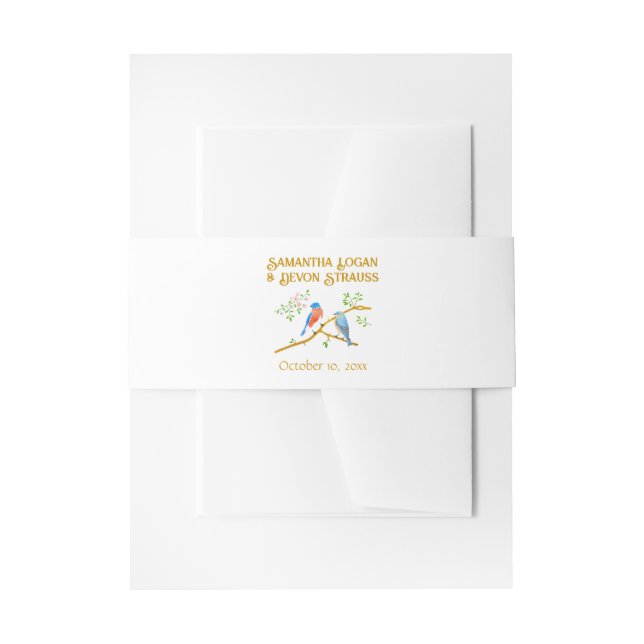 Cintas Para Invitaciones Bluebirds Wedding (Anverso Ejemplo)