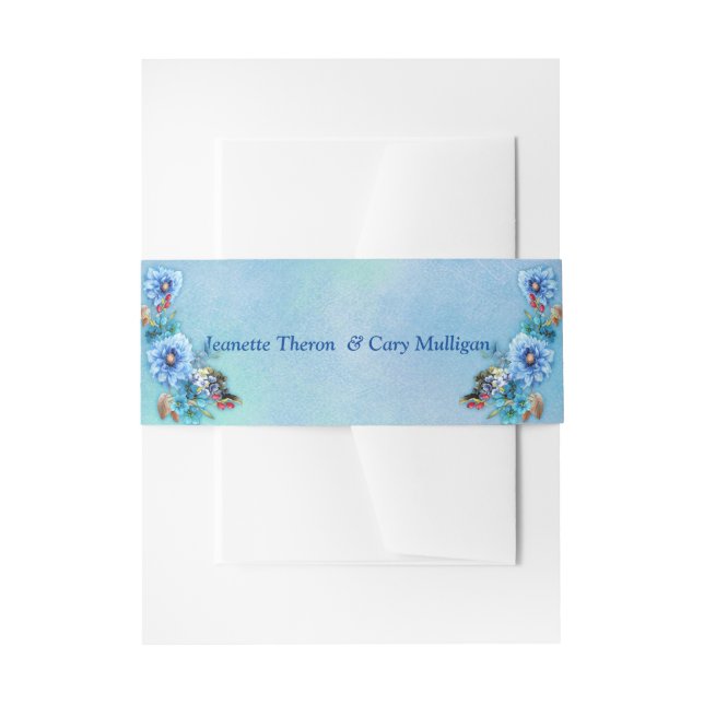 Cintas Para Invitaciones Blues de cornflower en acuarela (Anverso Ejemplo)