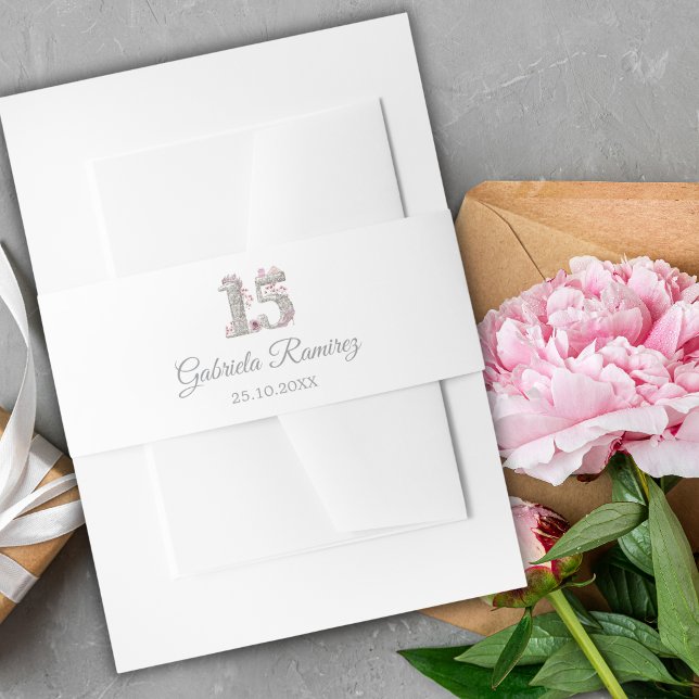 Cintas Para Invitaciones Blush Pink Silver Mis Quince Quinceañera (Subido por el creador)