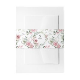 Cintas Para Invitaciones Blush Rosas Chic Desgastado Monograma Verde